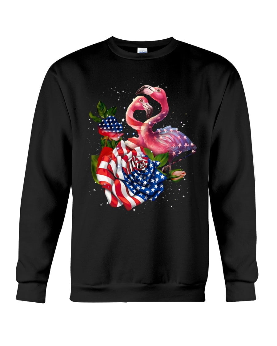 Flamingo Happy Independence Day Crewneck Sweatshirt Flamingo Happy Independence Day Crewneck Sweatshirt