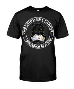 Locking Out Cancer One Punch At A Time Black Cat Unisex T-shirt