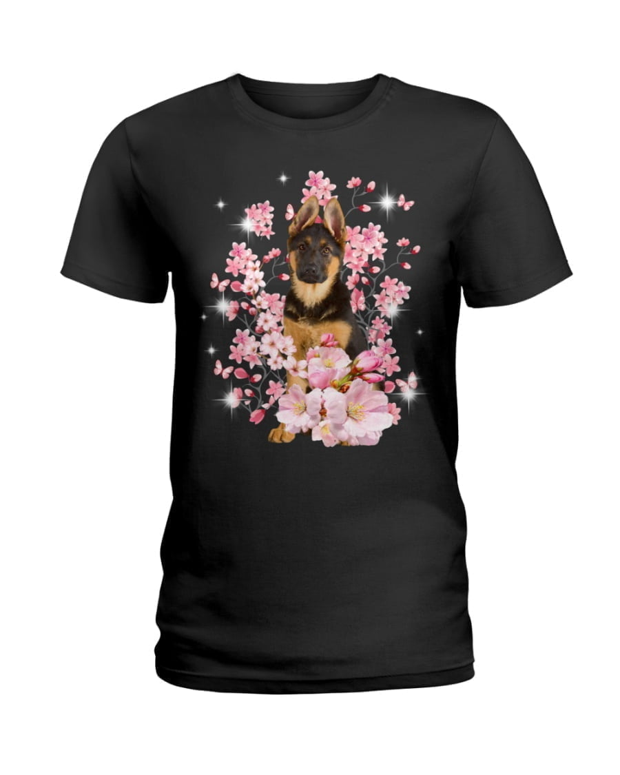 Blossom German Shepherd Ladies Tee Blossom German Shepherd Ladies Tee