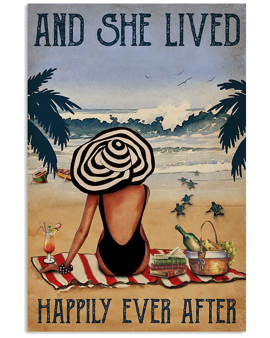 Vintage Beach Lived Happily Sea Turtles Girl | Teetiv.com