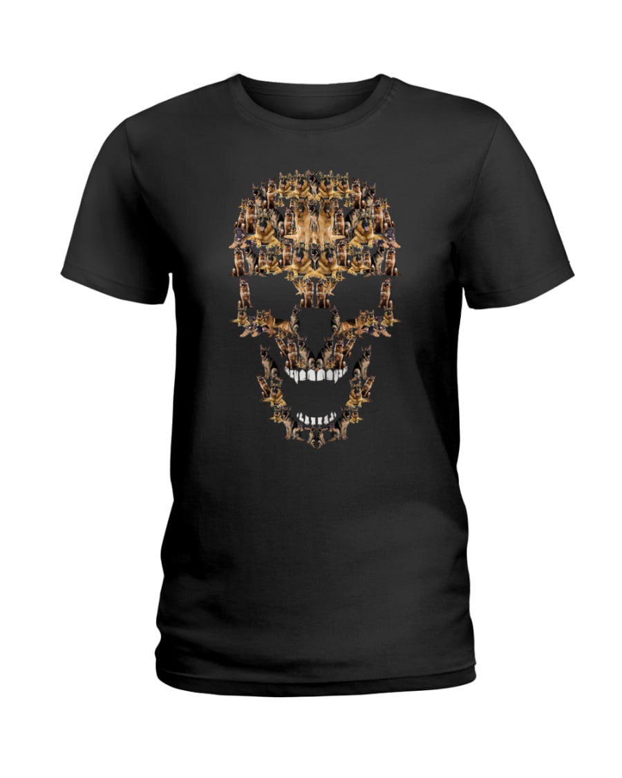 German Shepherd Dog Skull Ladies Tee German Shepherd Dog Skull Ladies Tee