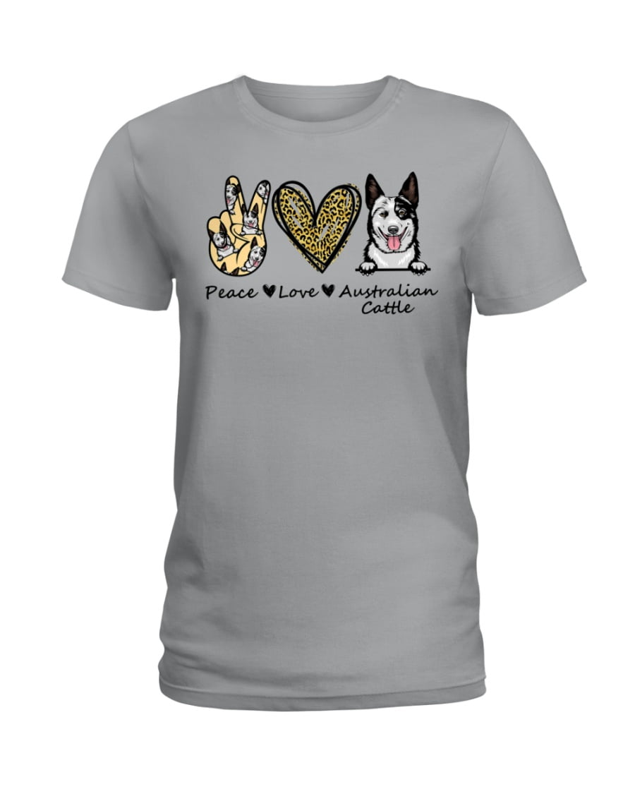 Australian Cattle Peace Love Ladies Tee Australian Cattle Peace Love Ladies Tee