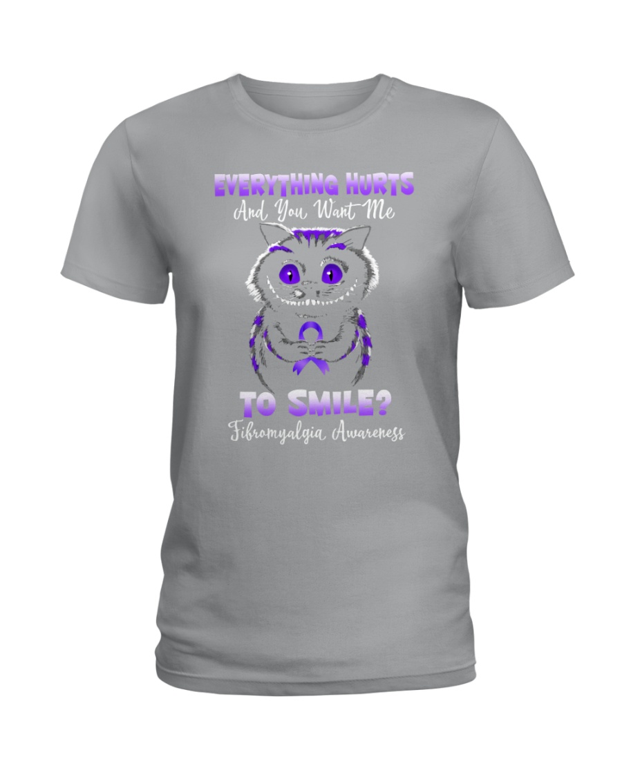Fibromyalgi A Cat Want Smile Ladies Tee Fibromyalgi A Cat Want Smile Ladies Tee