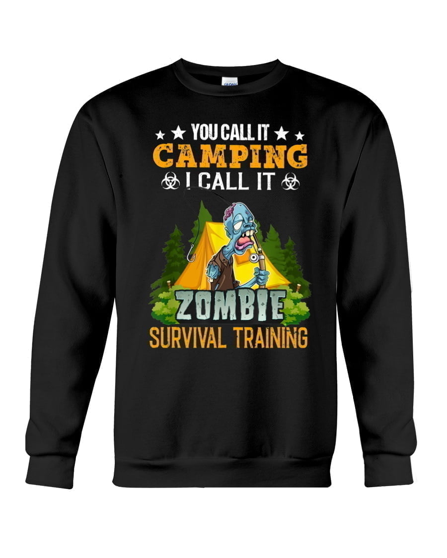 Zombie Survival Training Camping Crewneck Sweatshirt Zombie Survival Training Camping Crewneck Sweatshirt