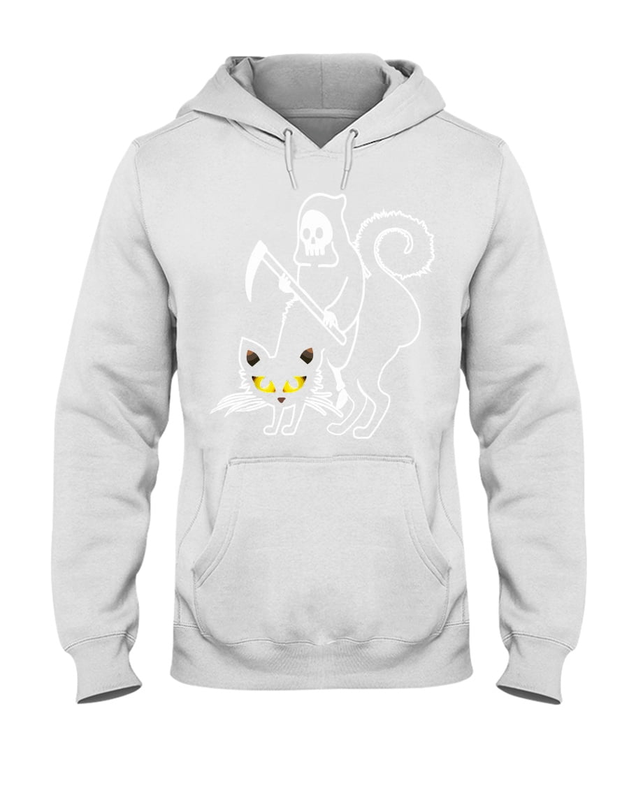 Death Grim Reaper Riding A Black Cat Cool Halloween Shirt Unisex Hoodie Death Grim Reaper Riding A Black Cat Cool Halloween Shirt Unisex Hoodie