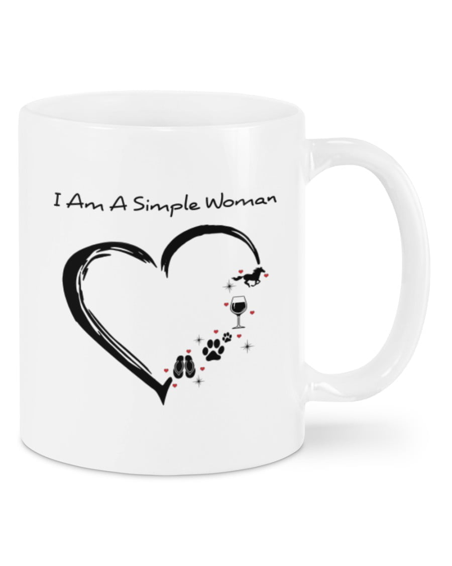 I'm A Simple Woman Horse Wine Dog Flip Flop Mugs I'm A Simple Woman Horse Wine Dog Flip Flop Mugs