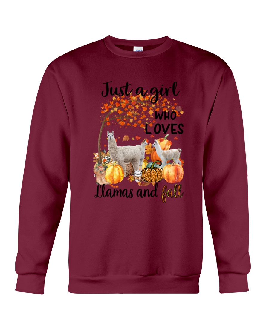 Llama Thanksgiving Just A Girl Who Loves Llamas And Fall Crewneck Sweatshirt Llama Thanksgiving Just A Girl Who Loves Llamas And Fall Crewneck Sweatshirt