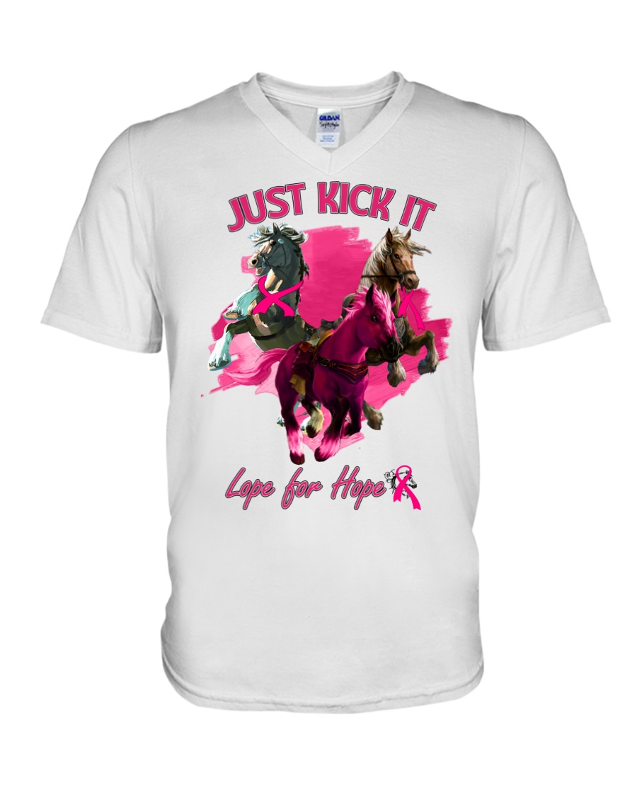 Breast Cancer Awareness Just Kick It Lope For Hope V-Neck T-Shirt Breast Cancer Awareness Just Kick It Lope For Hope V-Neck T-Shirt