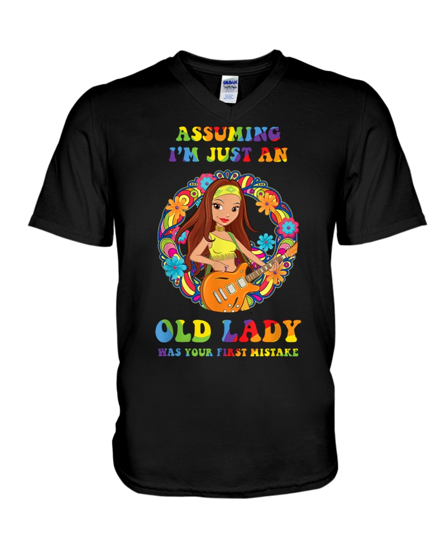 Assuming I'm Just An Ola Lady Hippie V-Neck T-Shirt Assuming I'm Just An Ola Lady Hippie V-Neck T-Shirt