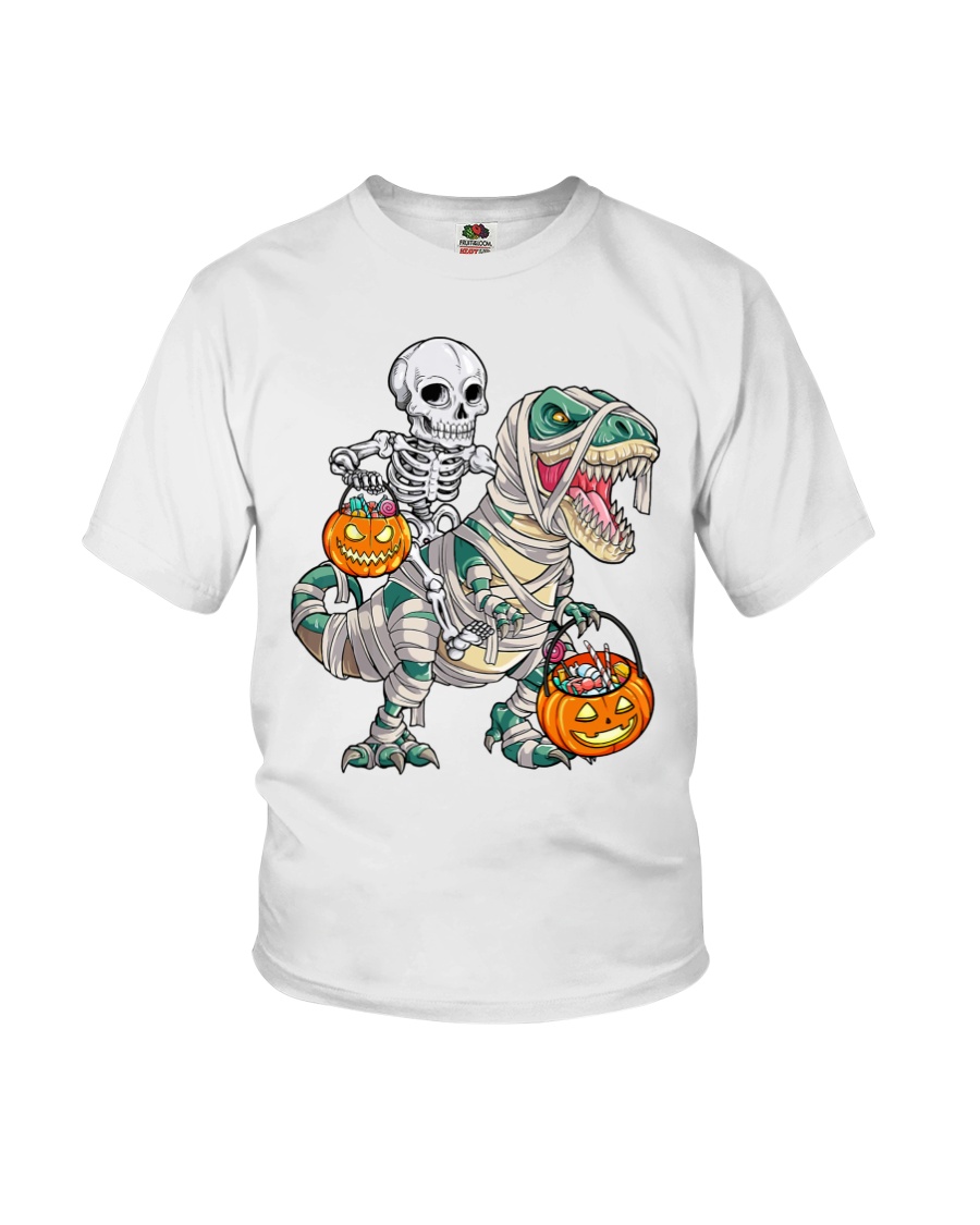 Skeleton Riding Mummy Dinosaur Youth T-Shirt Skeleton Riding Mummy Dinosaur Youth T-Shirt