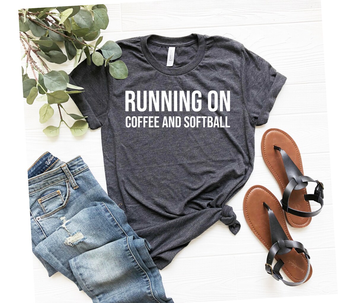 Funny Softball Mom Tee Running On Coffee and Softball Unisex T-shirt Funny Softball Mom Tee Running On Coffee and Softball Unisex T-shirt