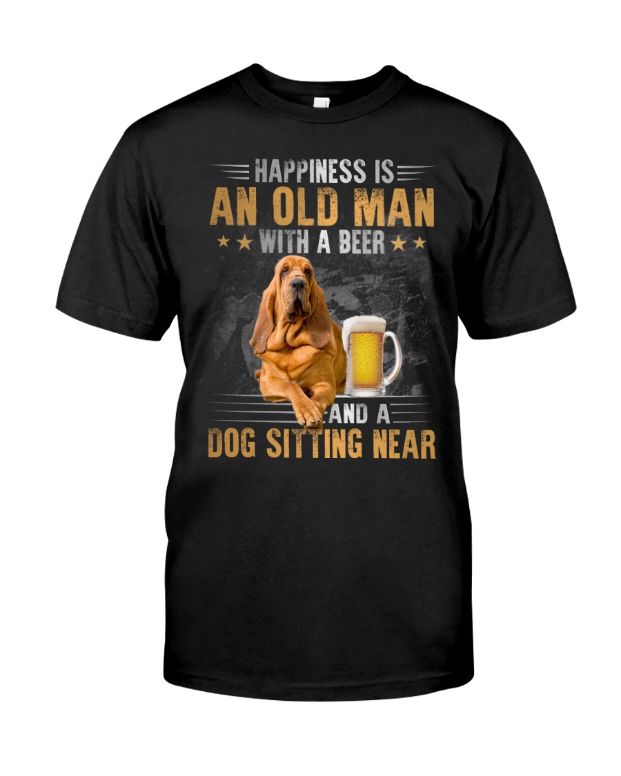 Old Man With A Beer And A Bloodhound Sitting Near Unisex T-shirt Old Man With A Beer And A Bloodhound Sitting Near Unisex T-shirt