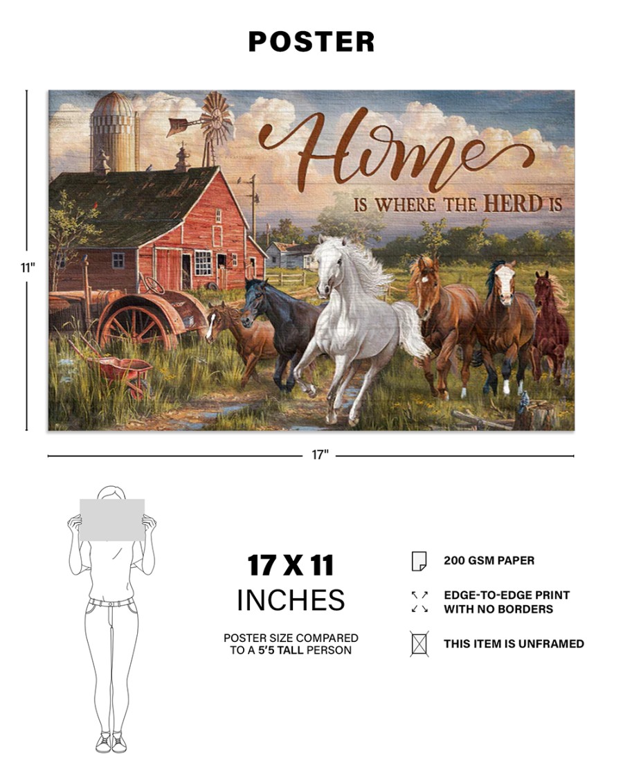 Home Is Where The Herd Is Gift For Horse Lovers Poster Home Is Where The Herd Is Gift For Horse Lovers Poster