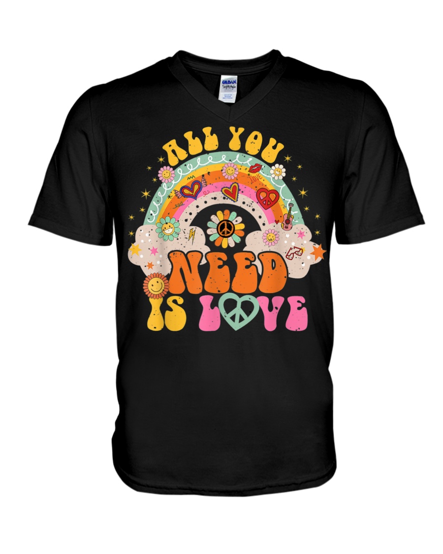 All You Need Is Love Hippie V-Neck T-Shirt All You Need Is Love Hippie V-Neck T-Shirt