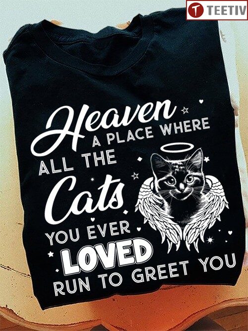 Heaven A Place Where All The Cats You Ever Loved Run To Greet You Unisex T-shirt