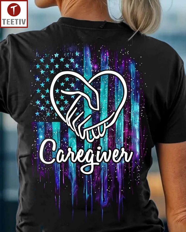 Proud Caregiver US Flag Unisex T-shirt