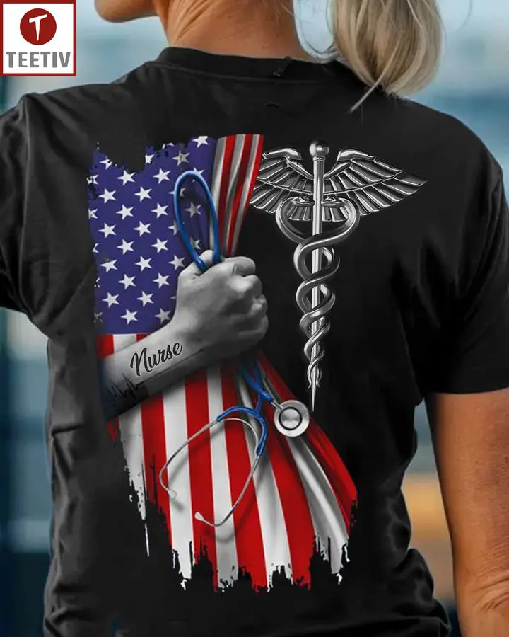 Proud Nurse US Flag Unisex T-shirt