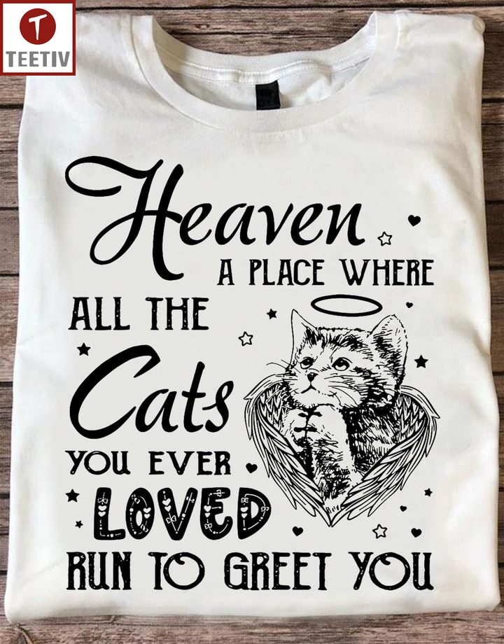 Heaven A Place Where All The Cats You Ever Loved Run To Greet You Unisex T-shirt