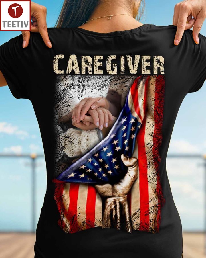 Proud Caregiver US Flag Unisex T-shirt